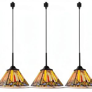 VINLUZ Stained Glass Chandelier Handmade Plug and Play-0