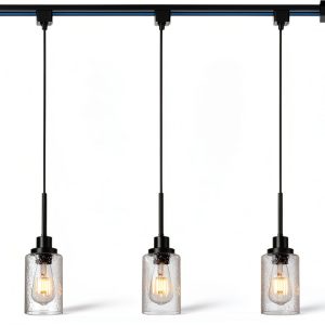 WINSHEN H Type Track Pendant Light Seeded Glass Shade-0