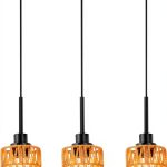 MELUCEE H Type Track Pendant Lights Black 4 Pack Rattan-0