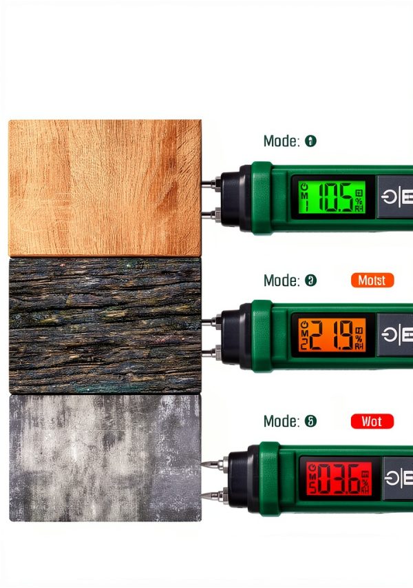 Wood Moisture Meter TESMEN TWM186 Pen Design Green 2 AAA Batteries-4