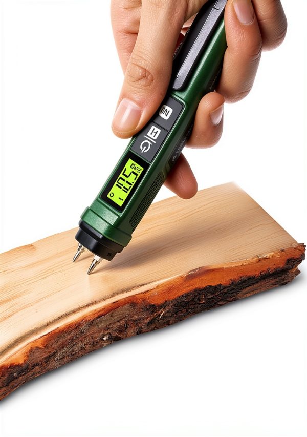 Wood Moisture Meter TESMEN TWM186 Pen Design Green 2 AAA Batteries-2