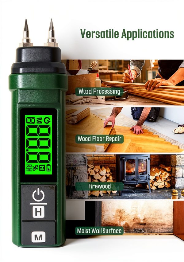 Wood Moisture Meter TESMEN TWM186 Pen Design Green 2 AAA Batteries-5