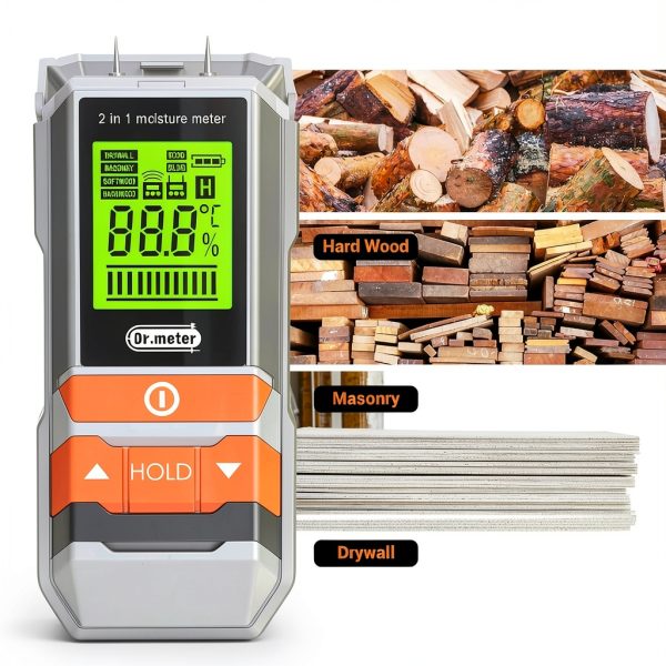 Dr.meter 2-in-1 Moisture Meter MT1905 Dual Pin & Pinless Wood Detector-4