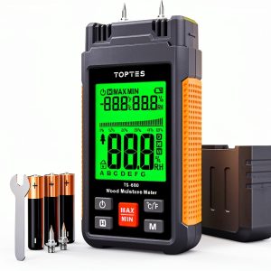 Wood Moisture Meter TOPTES TS 630 Orange Handheld LCD with Tricolor-0