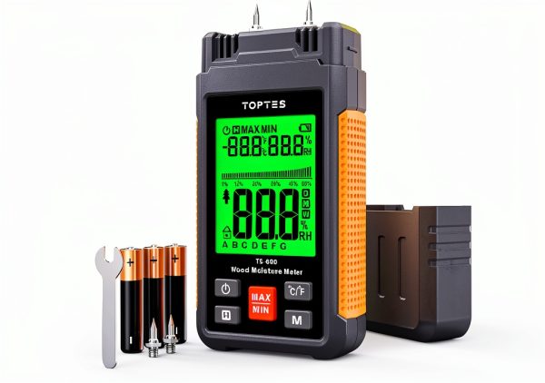 Wood Moisture Meter TOPTES TS 630 Orange Handheld LCD with Tricolor-0