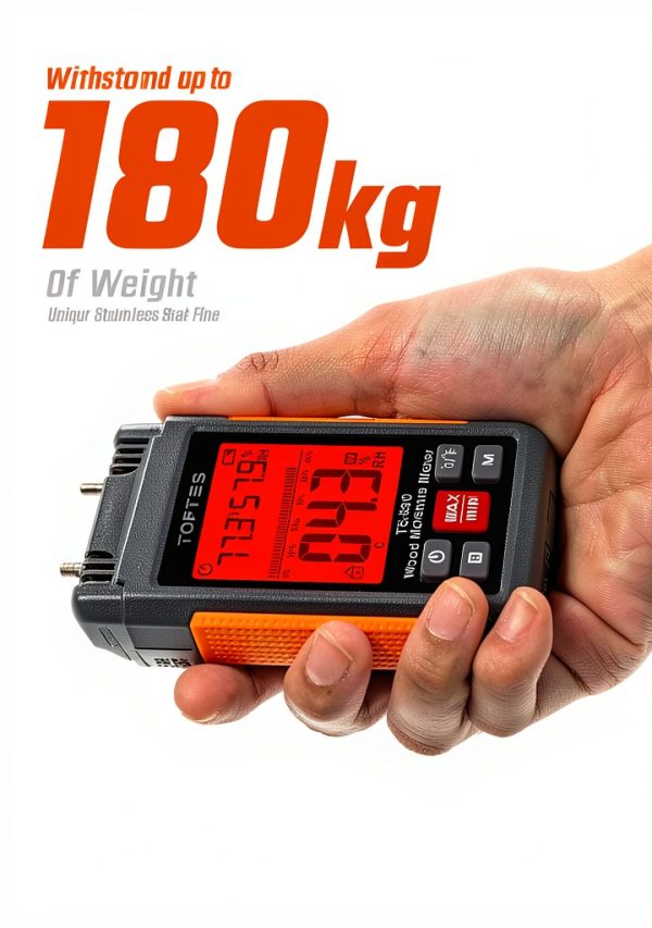 Wood Moisture Meter TOPTES TS 630 Orange Handheld LCD with Tricolor-3