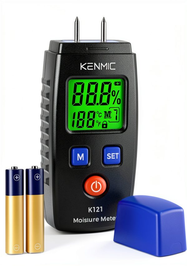 Moisture Meter KENMIC Pin Type Detector LCD Display 7 Material Modes-0