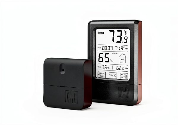 Hornady Wireless Hygrometer, 95907 - Includes a Remote Base & Digital Touchscreen Display to Monitor Temperature & Humidity - Ideal Room Hygrometer for Gun Safes & Cabinets, Closets, Workbench & More-1