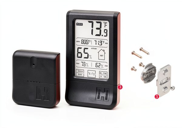 Hornady Wireless Hygrometer, 95907 - Includes a Remote Base & Digital Touchscreen Display to Monitor Temperature & Humidity - Ideal Room Hygrometer for Gun Safes & Cabinets, Closets, Workbench & More-2