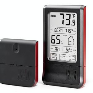 Hornady Wireless Hygrometer, 95907 - Includes a Remote Base & Digital Touchscreen Display to Monitor Temperature & Humidity - Ideal Room Hygrometer for Gun Safes & Cabinets, Closets, Workbench & More-0