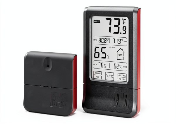 Hornady Wireless Hygrometer, 95907 - Includes a Remote Base & Digital Touchscreen Display to Monitor Temperature & Humidity - Ideal Room Hygrometer for Gun Safes & Cabinets, Closets, Workbench & More-0
