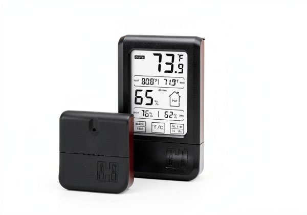 Hornady Wireless Hygrometer, 95907 - Includes a Remote Base & Digital Touchscreen Display to Monitor Temperature & Humidity - Ideal Room Hygrometer for Gun Safes & Cabinets, Closets, Workbench & More-3