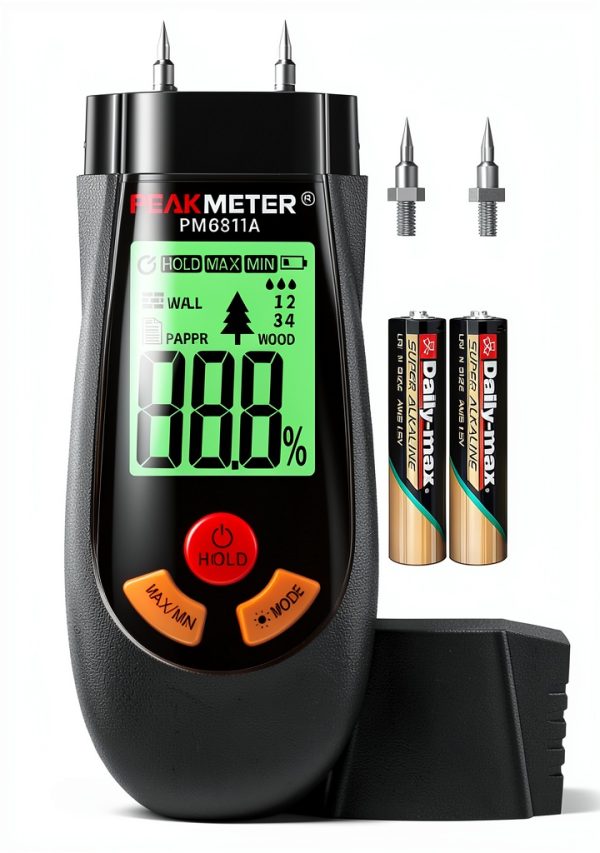 Wood Moisture Meter by Coczow PM6811A Battery Powered LCD Display-0